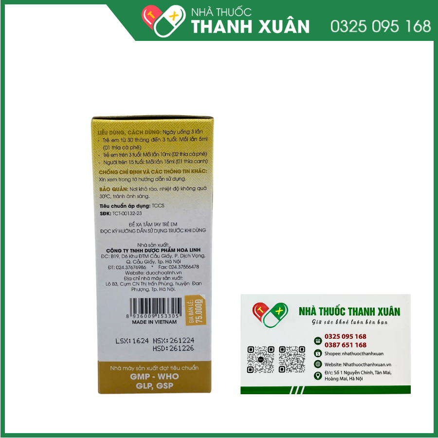 Siro Bảo Thanh No Sugar điều trị chứng ho, viêm phổi